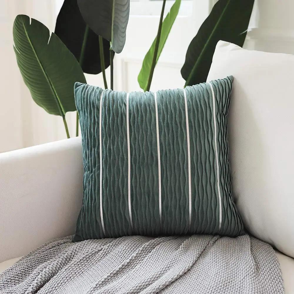 Simple Luxury Striped Velvet Pillow Cover for Sofa Cushion - AllvueCo