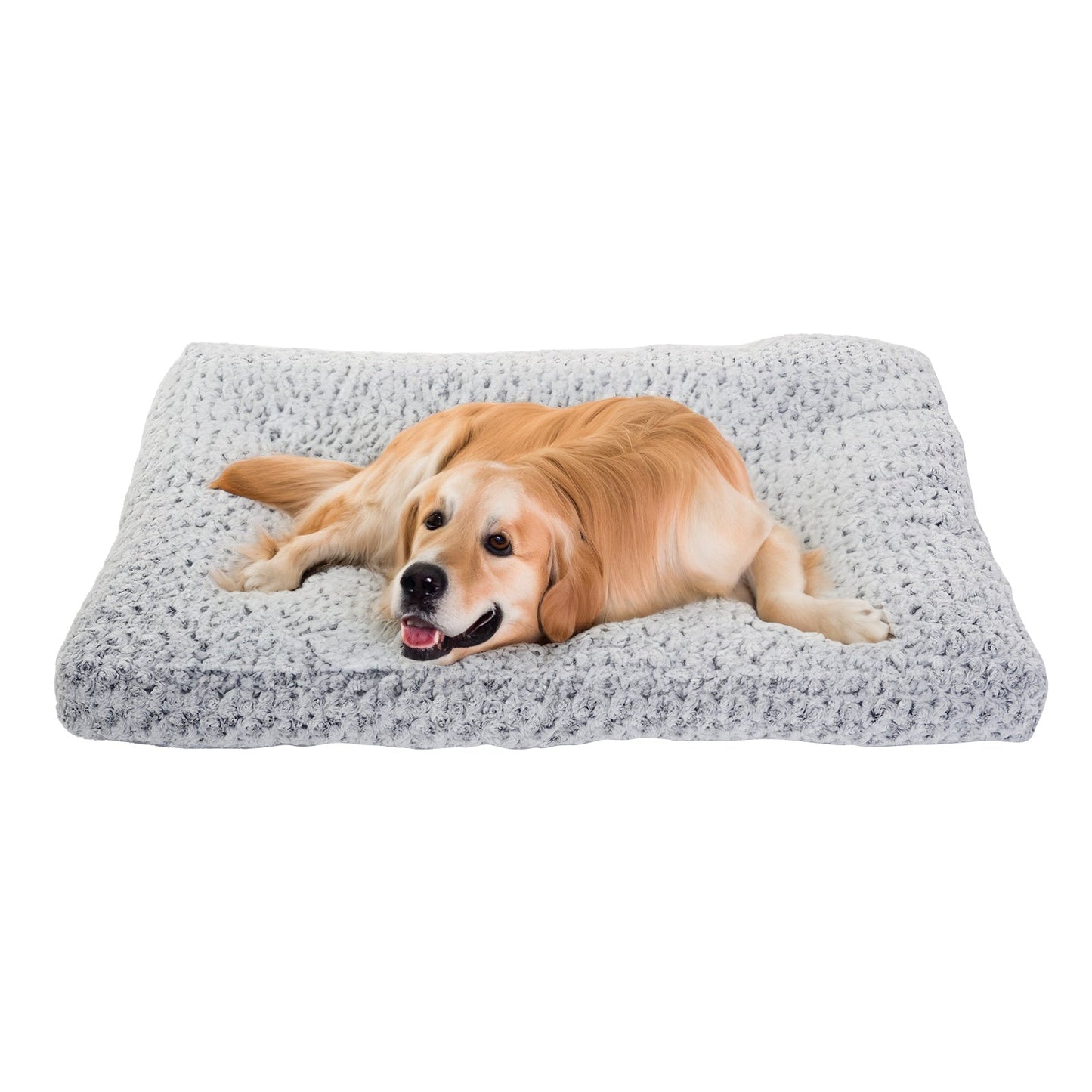 Plush Faux Fur Dog Crate Bed – Calming Anti-Anxiety Medium Dog Mat with Washable Cover & Non-Slip Bottom - AllvueCo