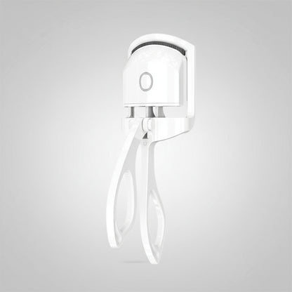 Electric eyelash curler with before and after effects on eyes