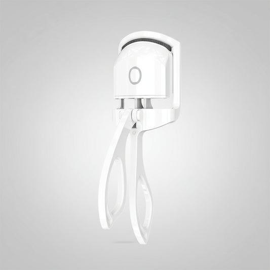 Electric eyelash curler with before and after effects on eyes