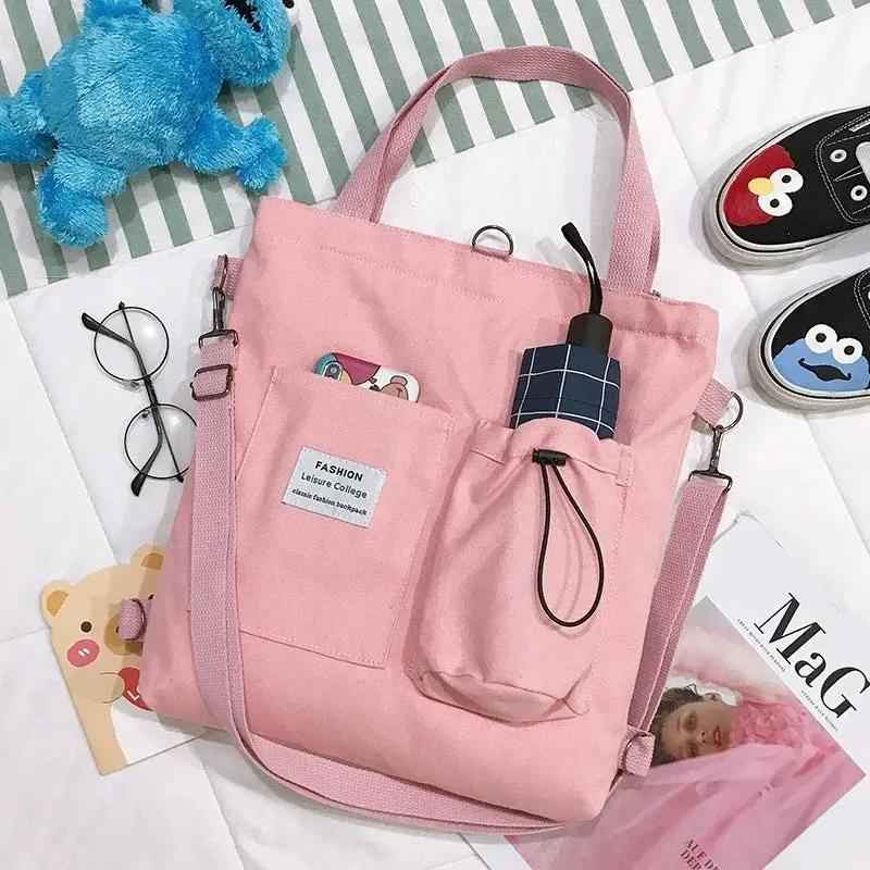 Harajuku Canvas Bags for Students Handbag with Pockets | Preppy Style Luggage & Bags