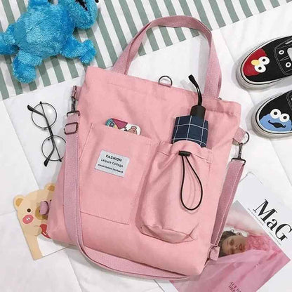 Harajuku Canvas Bags for Students Handbag with Pockets | Preppy Style Luggage & Bags