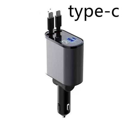 Metal Car Charger 100W Fast Charging Car Charger USB and Type-C Adapter
