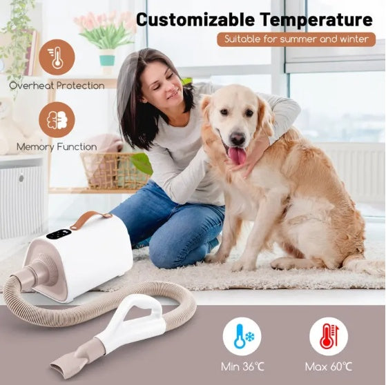 Dog & Cat Hair Blower – Negative Ion Function Grooming Dryer with Adjustable Settings - AllvueCo