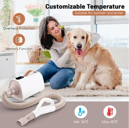 Dog & Cat Hair Blower – Negative Ion Function Grooming Dryer with Adjustable Settings - AllvueCo