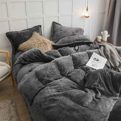 Plush Double-sided Fleece Duvet Cover Set - Four-piece Cozy Bedding Collection