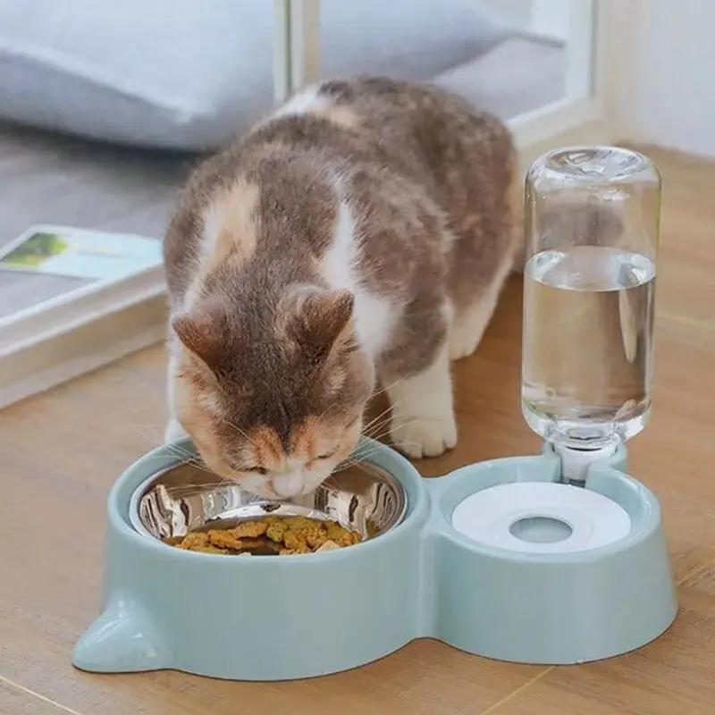 Pet Dog Cat Bowl Fountain | Automatic Food Water Feeder Container - AllvueCo