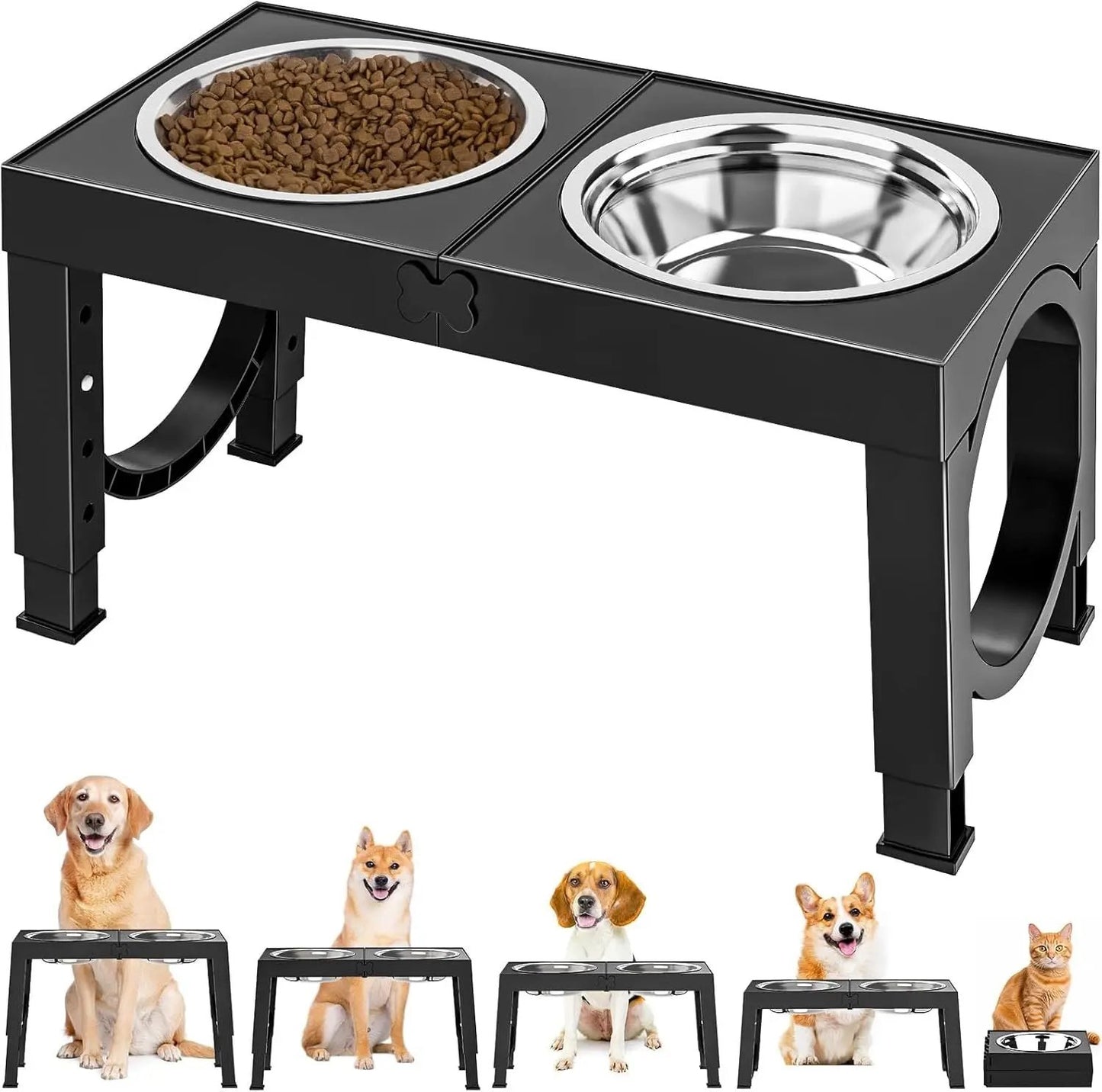 Black Dog Bowl Holder – Elevated Pet Feeder for Dogs & Cats - AllvueCo