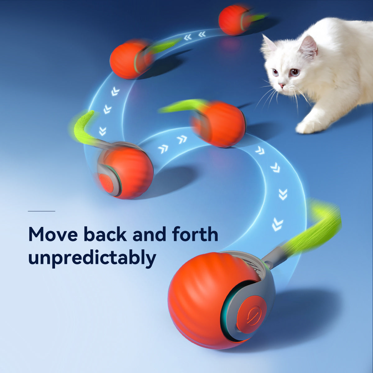 Smart Interactive Cat Ball – Type-C Rechargeable, Automatic Rolling Toy with LED Lights & Feather Tail - AllvueCo