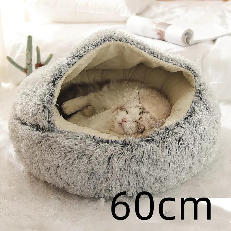 2 In 1 Dog And Cat Bed Pet Winter Bed Round Plush Warm Bed H | Other My Store