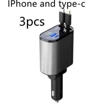 Metal Car Charger 100W Fast Charging Car Charger USB and Type-C Adapter