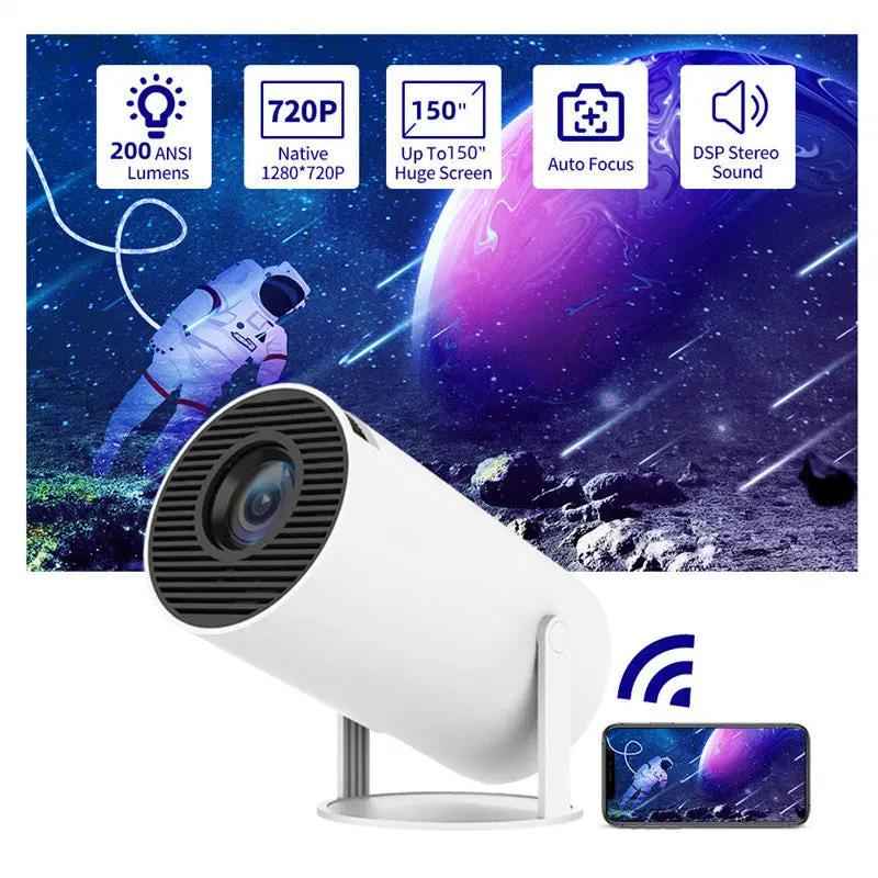 Portable Smart Projector with 180° Home Theater, Auto Focus & 4K Support