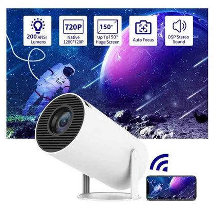 Portable Smart Projector with 180° Home Theater, Auto Focus & 4K Support