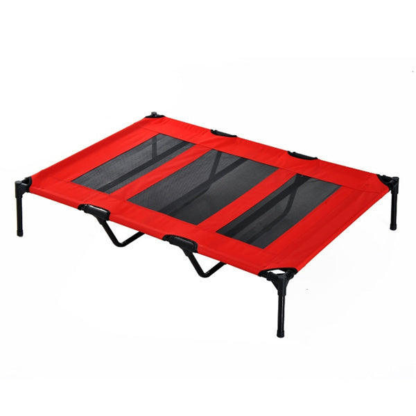 Elevated XXL Dog Bed – Portable Cooling Cot with Steel Frame & Travel Bag (Red) - AllvueCo