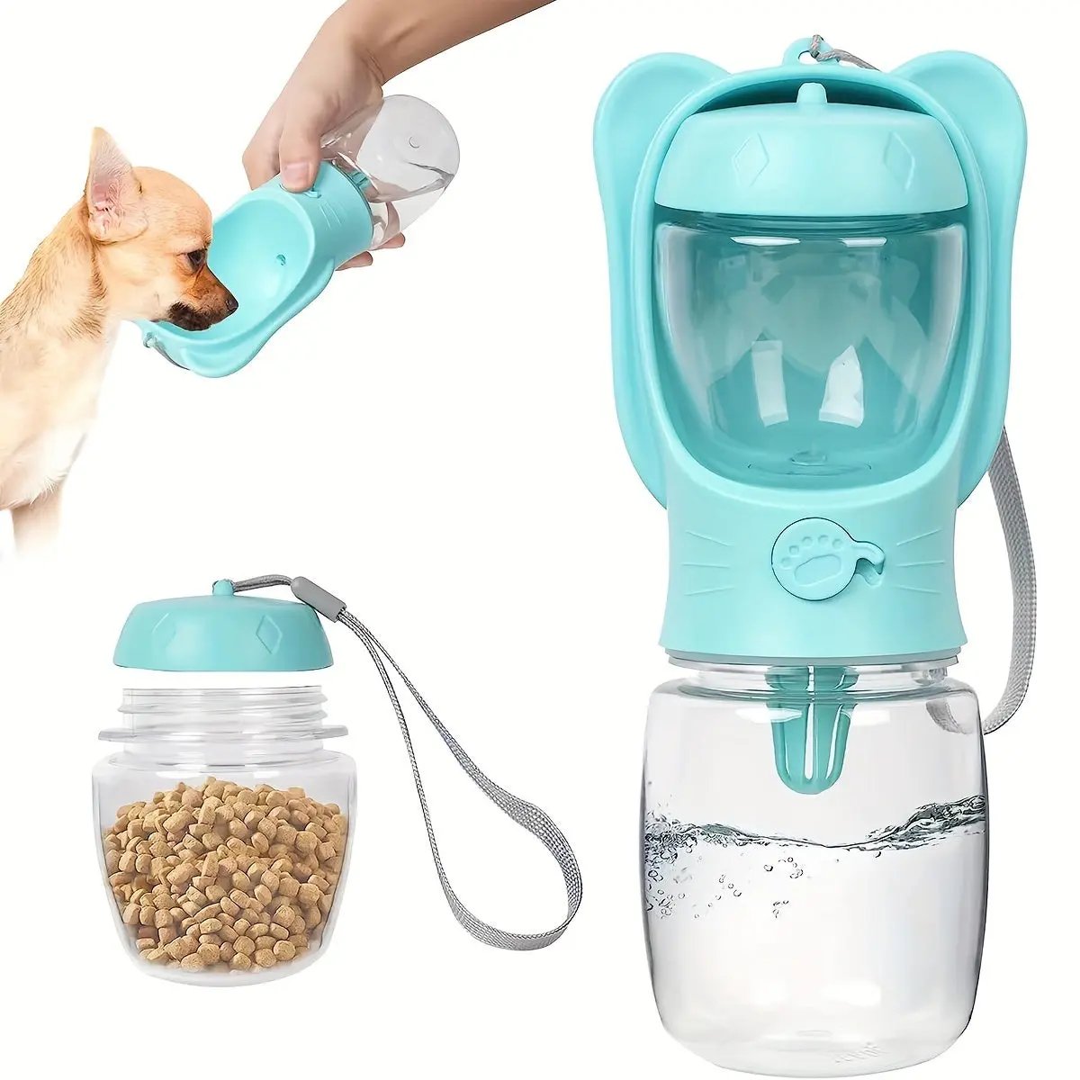2-in-1 Dog Water Bottle with Food Container for Outdoor Use - AllvueCo