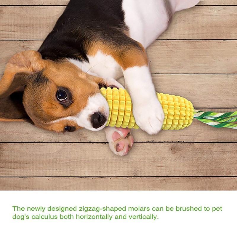 Durable Corn-Shaped Dog Chew Toy – Squeaky TPR Toy for Aggressive Chewers - AllvueCo