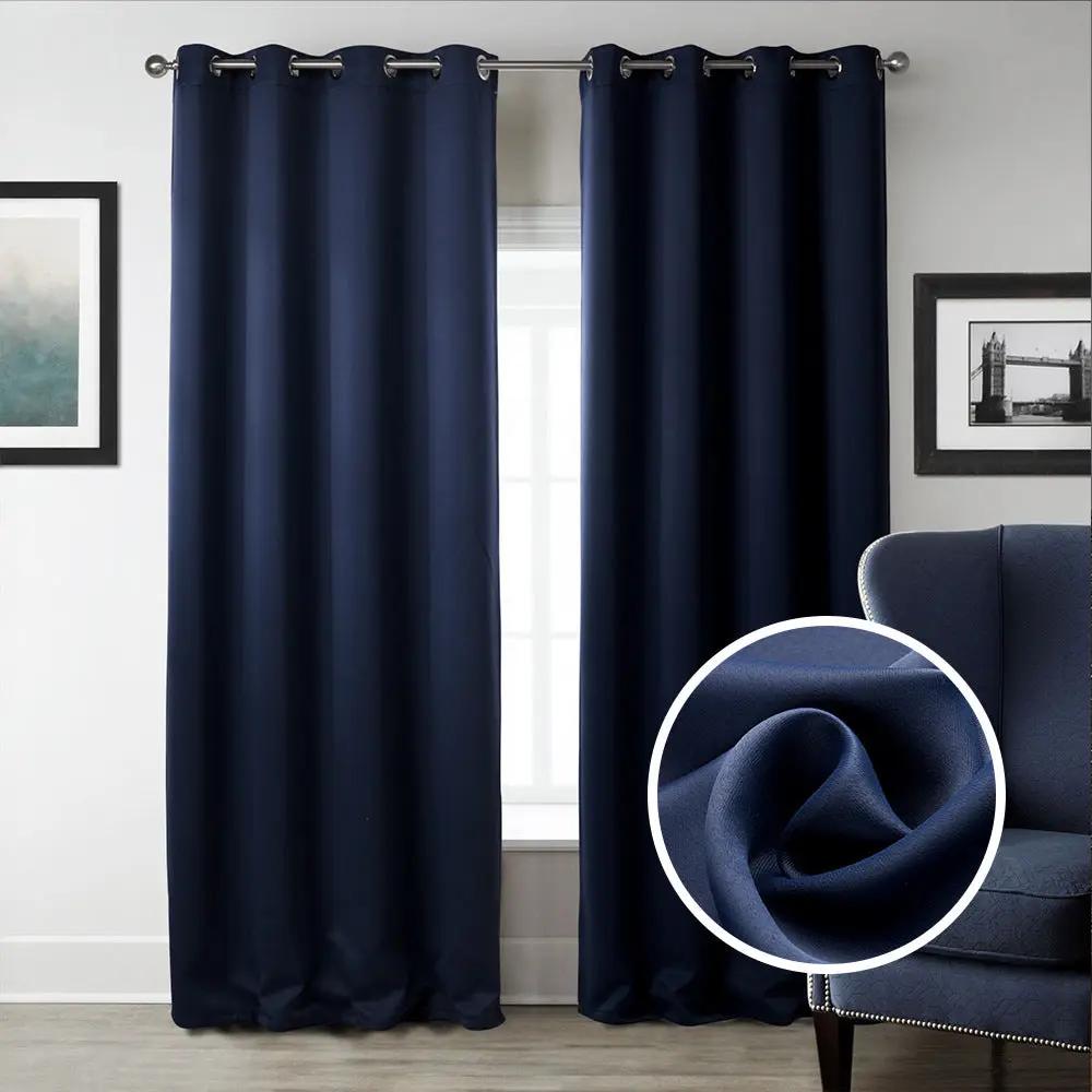 Dark Blue Bedroom Blackout Fabric Printed Curtains - Stylish Window Treatment - AllvueCo