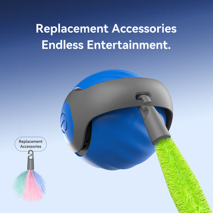 Smart Interactive Cat Ball – Type-C Rechargeable, Automatic Rolling Toy with LED Lights & Feather Tail - AllvueCo