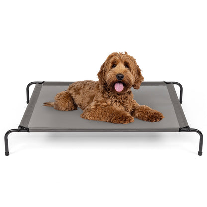 Extra-Large Elevated Dog Bed – Heavy-Duty Cooling Cot with Steel Frame & Breathable Mesh (Black) - AllvueCo
