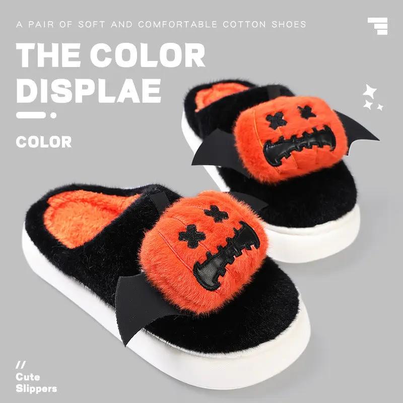 Halloween Cartoon Pumpkin Slippers with Small Wings Design - AllvueCo
