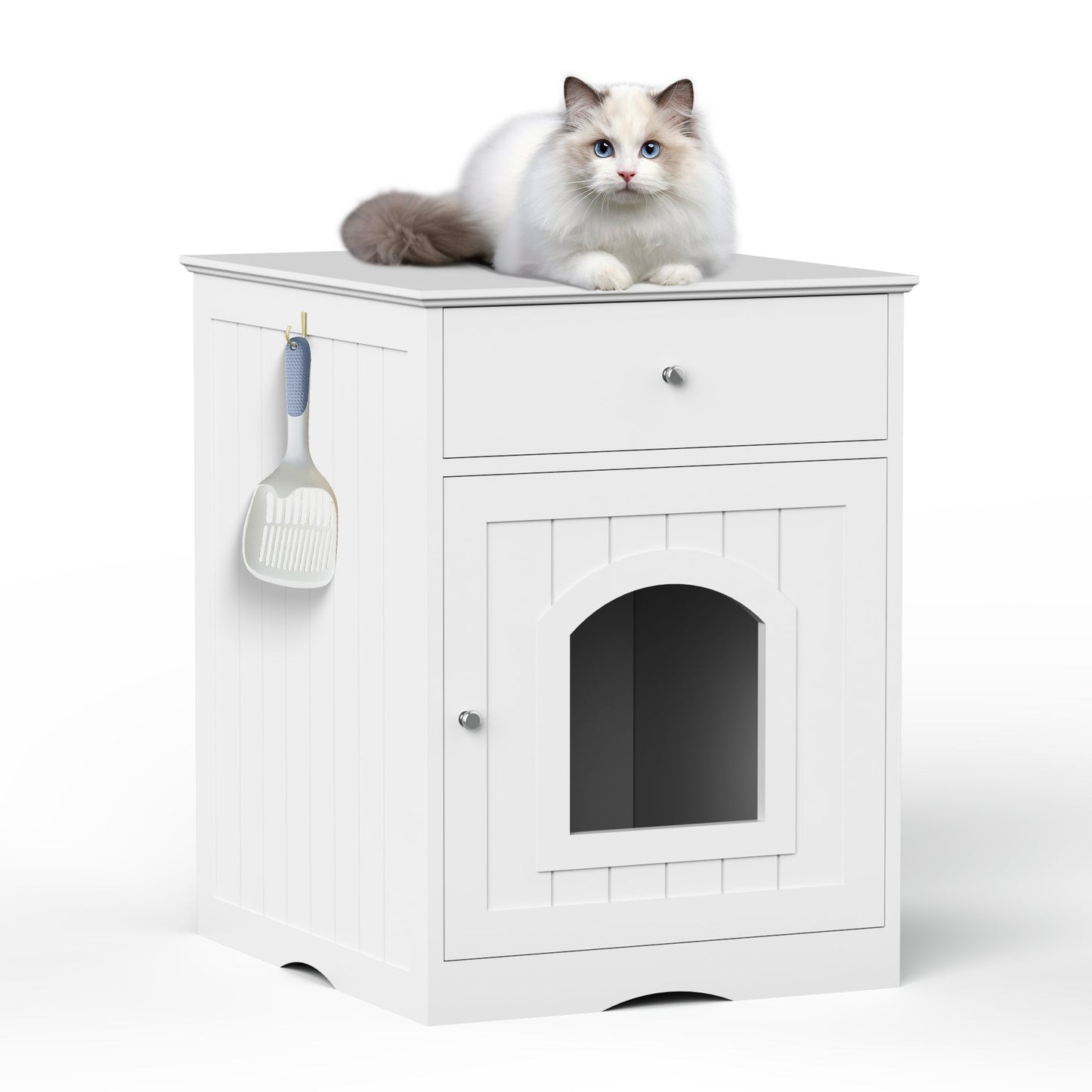 Wooden Cat Litter Box Enclosure with Drawer – Multi-Functional Pet House & Side Table with Hidden Storage - AllvueCo