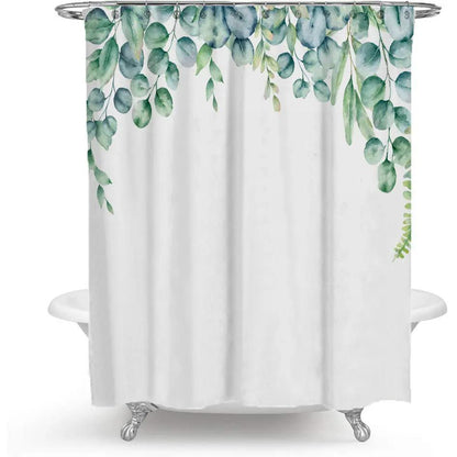 Color Floral Plant Shower Curtain - Polyester Bathroom Decor - AllvueCo
