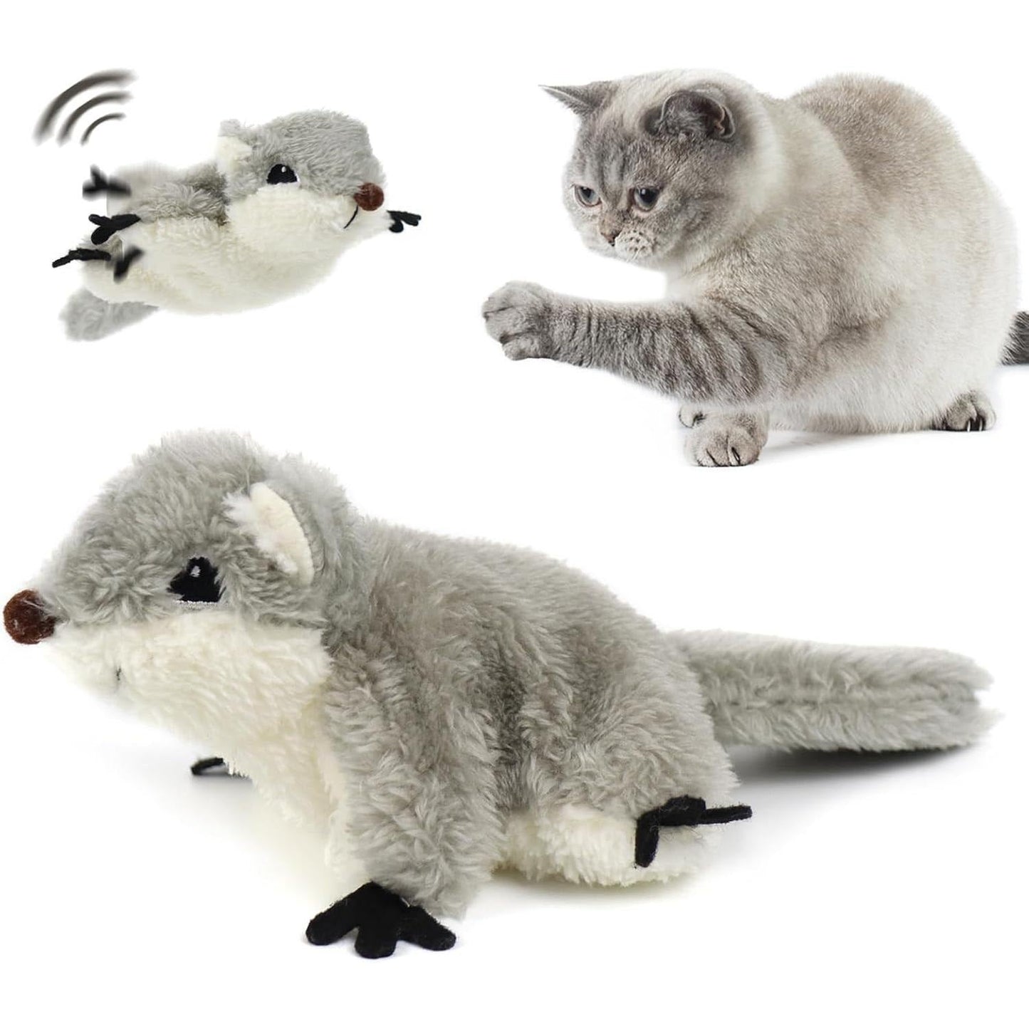 EL Pet ToyProk Rechargeable Flapping Squirrel Cat Toy with Catnip - AllvueCo