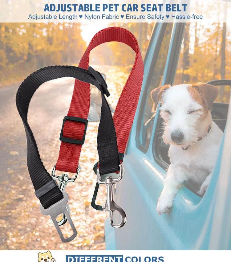 Adjustable Pet Car Safety Seat Belt – Durable Nylon Leash for Dogs & Cats - AllvueCo