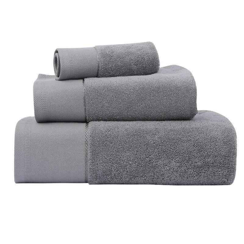 Cotton Bath Towel Set - Three Piece Water Absorbing Towels