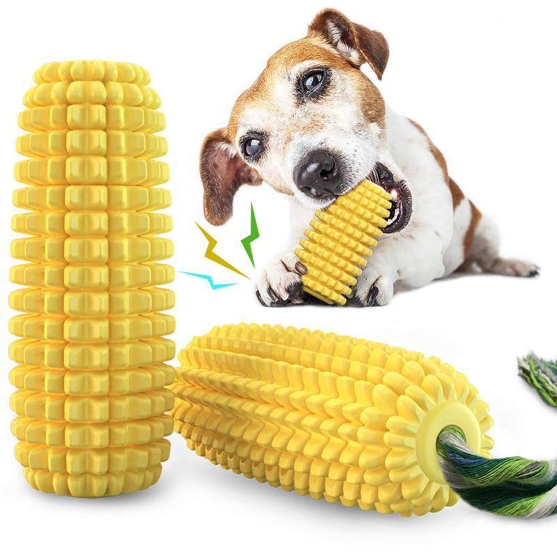 Durable Corn-Shaped Dog Chew Toy – Squeaky TPR Toy for Aggressive Chewers - AllvueCo