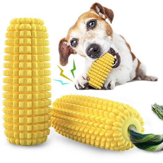 Durable Corn-Shaped Dog Chew Toy – Squeaky TPR Toy for Aggressive Chewers - AllvueCo