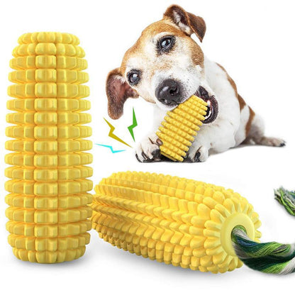 Durable Corn-Shaped Dog Chew Toy – Squeaky TPR Toy for Aggressive Chewers - AllvueCo