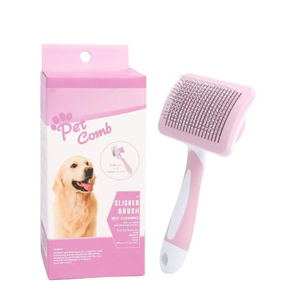 Self Cleaning Slicker Brush for Dogs and Cats - One Click Cleaning - AllvueCo