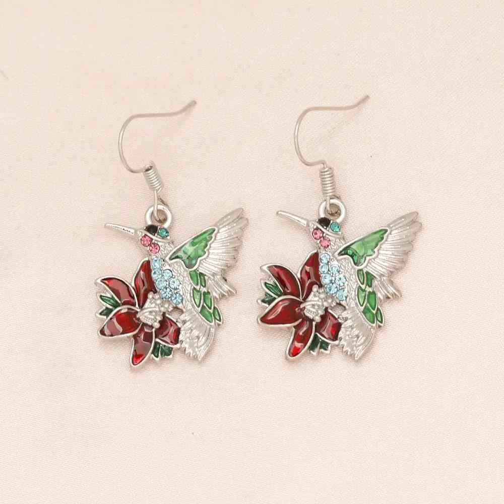 Colorful Hummingbird Earrings - Full Diamond Pendant for Stunning Jewelry & Accessories