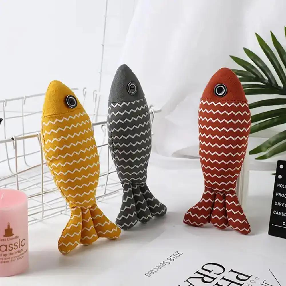 Burlap Fish Catnip Cat Toy, Throw Pillow, Teething Cat Toy, | Electronic Learning Toys - AllvueCo