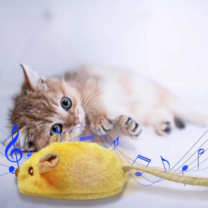 USB Rechargeable Interactive Cat Mouse Toy – LED Lights, Automatic Movement & Chirping Sounds with Feather Tai - AllvueCo