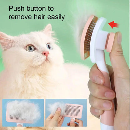 Self Cleaning Slicker Brush for Dogs and Cats - One Click Cleaning - AllvueCo