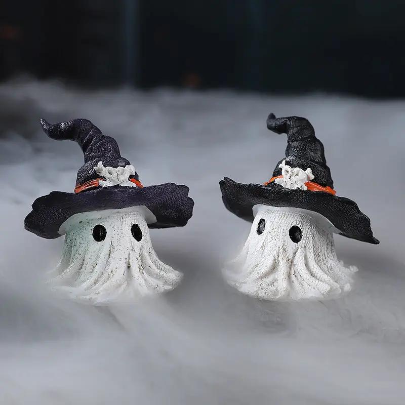 Resin Decoration Halloween Wizard Hat Ghost Ornaments - Festive Decor - AllvueCo
