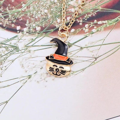 Halloween Oil Drop Pumpkin Cat Necklace Creative Clavicle Ch | Jewelry & Accessories - AllvueCo