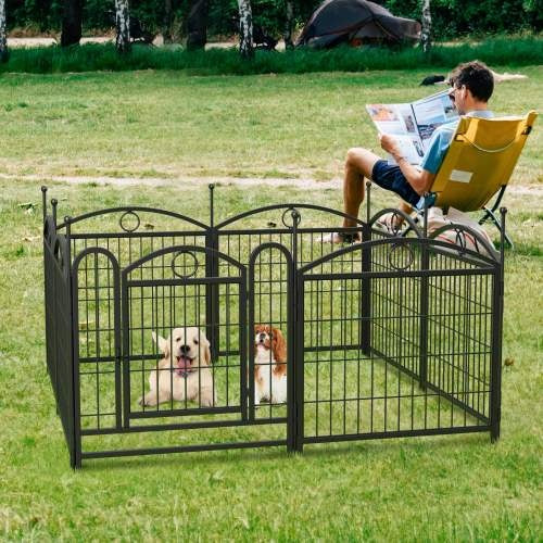 24-Inch 8-Panel Metal Dog Playpen – Indoor & Outdoor Heavy-Duty Foldable Pet Exercise Pen with Door, Rust-Resistant Design for Medium & Large Dogs - AllvueCo