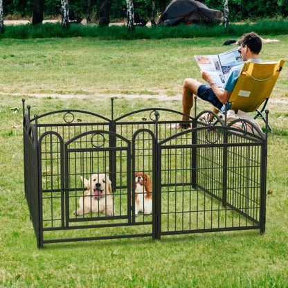 24-Inch 8-Panel Metal Dog Playpen – Indoor & Outdoor Heavy-Duty Foldable Pet Exercise Pen with Door, Rust-Resistant Design for Medium & Large Dogs - AllvueCo