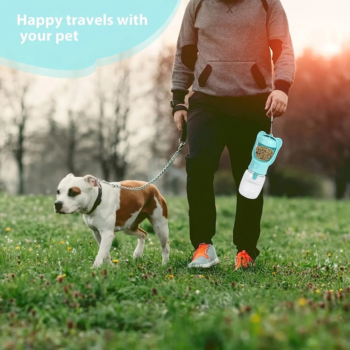 2-in-1 Dog Water Bottle with Food Container for Outdoor Use - AllvueCo