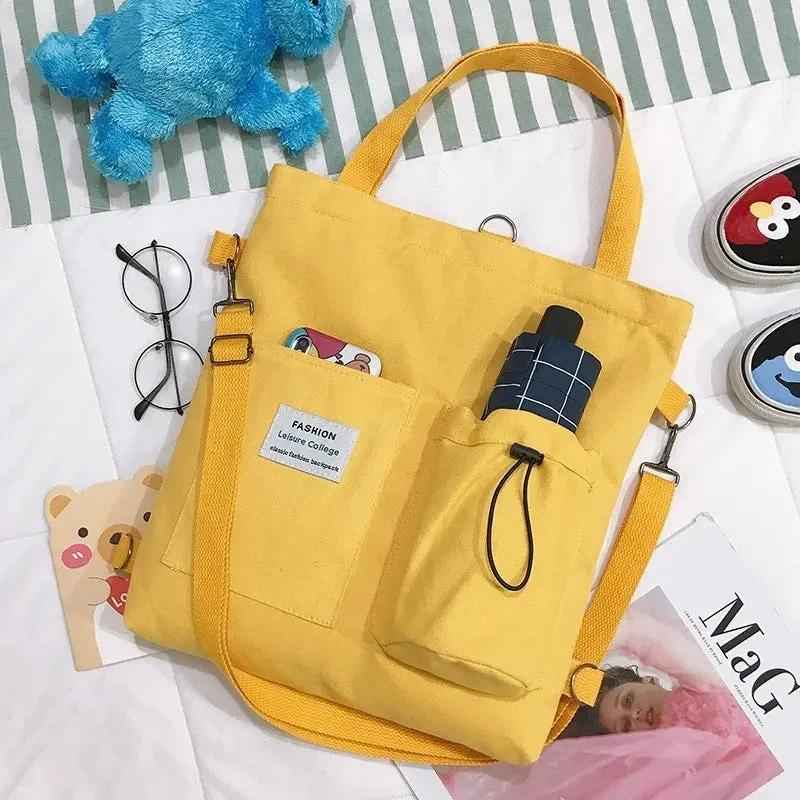 Harajuku Canvas Bags for Students Handbag with Pockets | Preppy Style Luggage & Bags