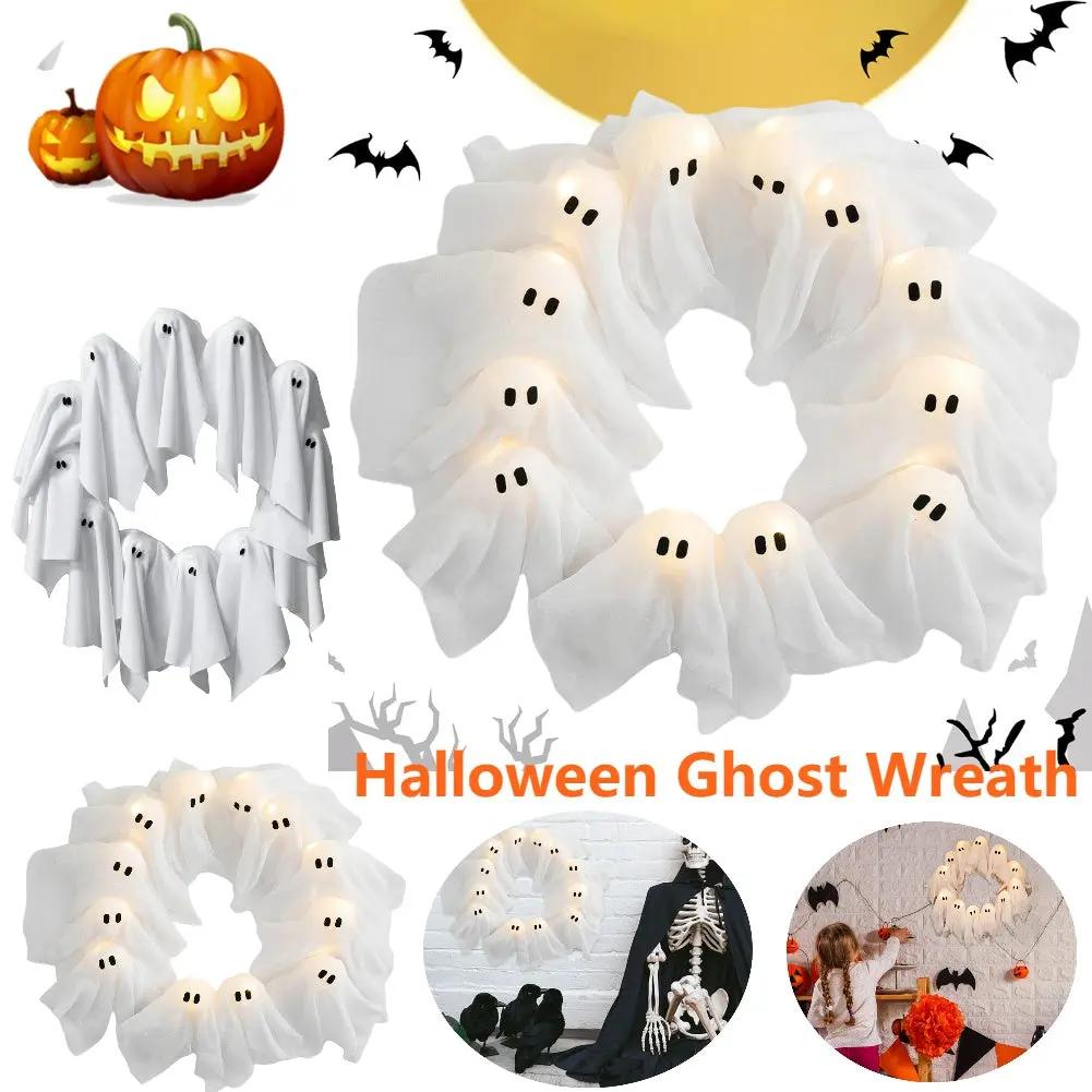 Halloween Decorations Ghost Wreath - Cute Ghost Door Sign - AllvueCo