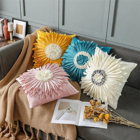 Fashion Modern Style White Throw Pillows - Velvet Stitching Cushion - AllvueCo