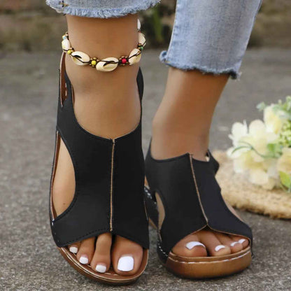 Summer Wedge Sandals for Women with Elastic Band Design