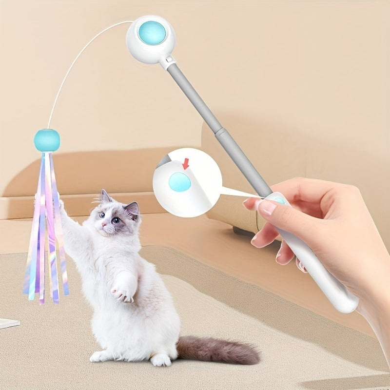 Retractable Cat Teaser Wand – Interactive Feather Toy with Replacement Heads for Indoor Cats, Exercise & Play - AllvueCo
