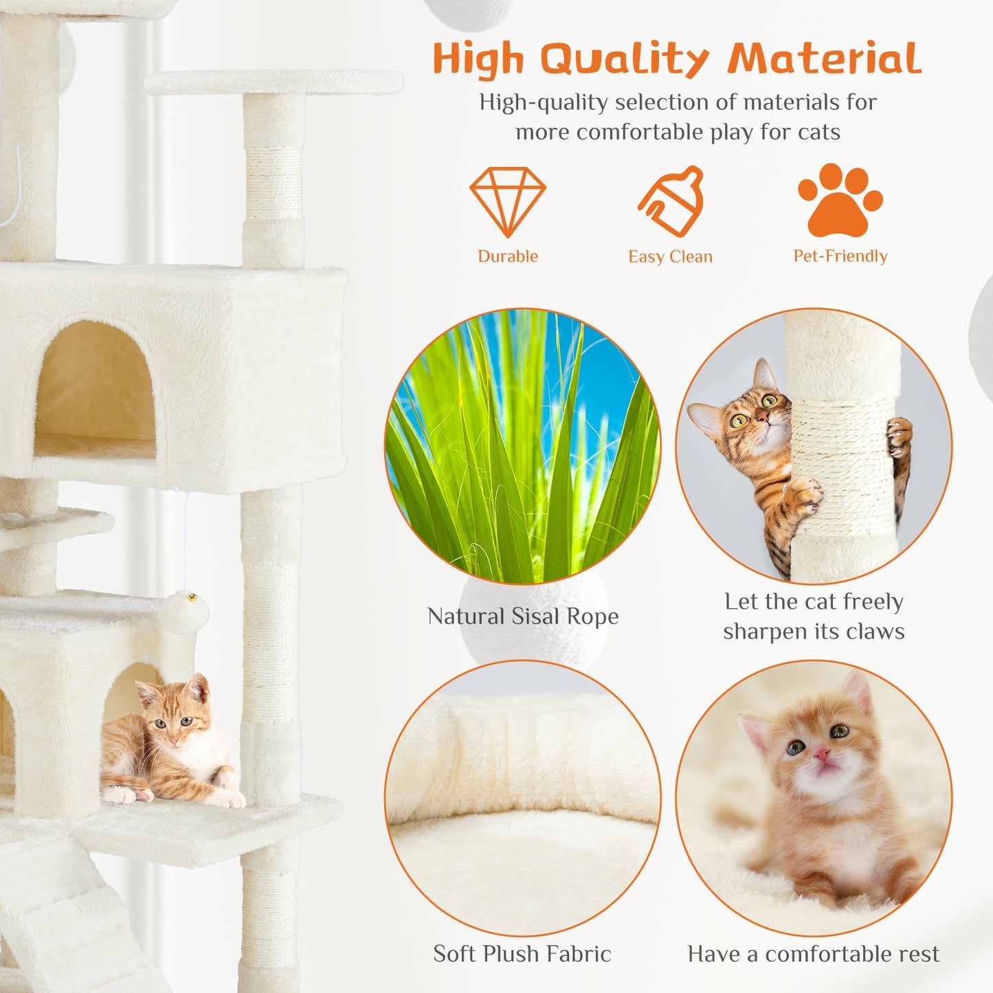 Multi-Level Cat Treehouse & Climbing Frame – Indoor Cat Tower with Scratching Posts, Hammocks & Hideouts - AllvueCo