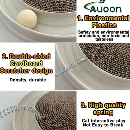 Multifunctional Cat Scratching Board – Interactive Scratcher with Ball Track & Toys - AllvueCo