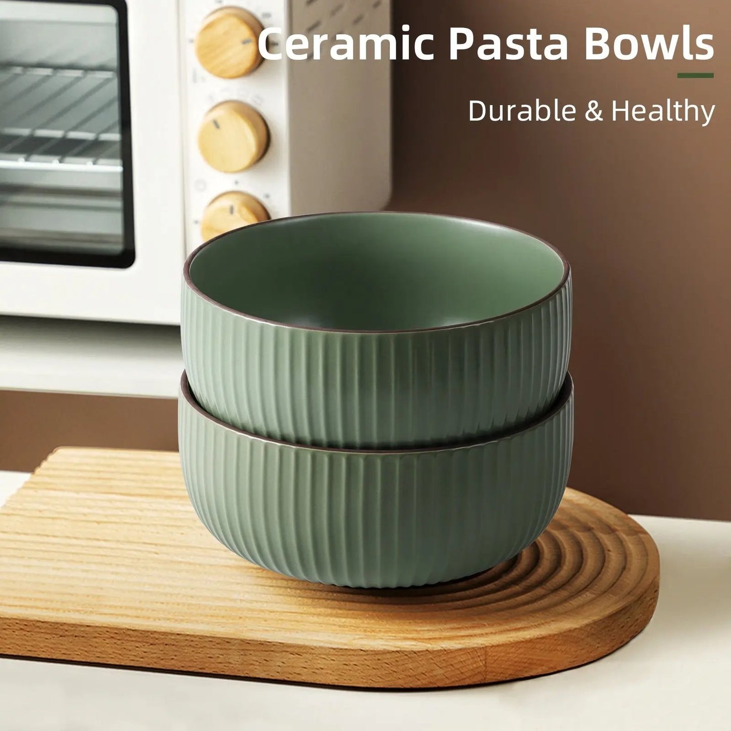 Ceramic Bowls Set of 4 - 46oz Kitchen Bowls for Cereal, Salad - AllvueCo